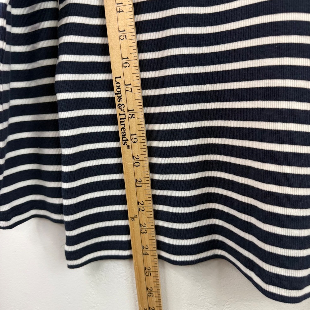 AYR The Rug Striped Ribbed Pima Cotton Modal Scoop Neck Top XL Coastal Breton - Picture 12 of 13